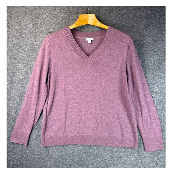 J. Jill Sweaters - J. Jill VNeck Sweater Mauve Purple Cotton Blend Knit Size M Office Career Travel